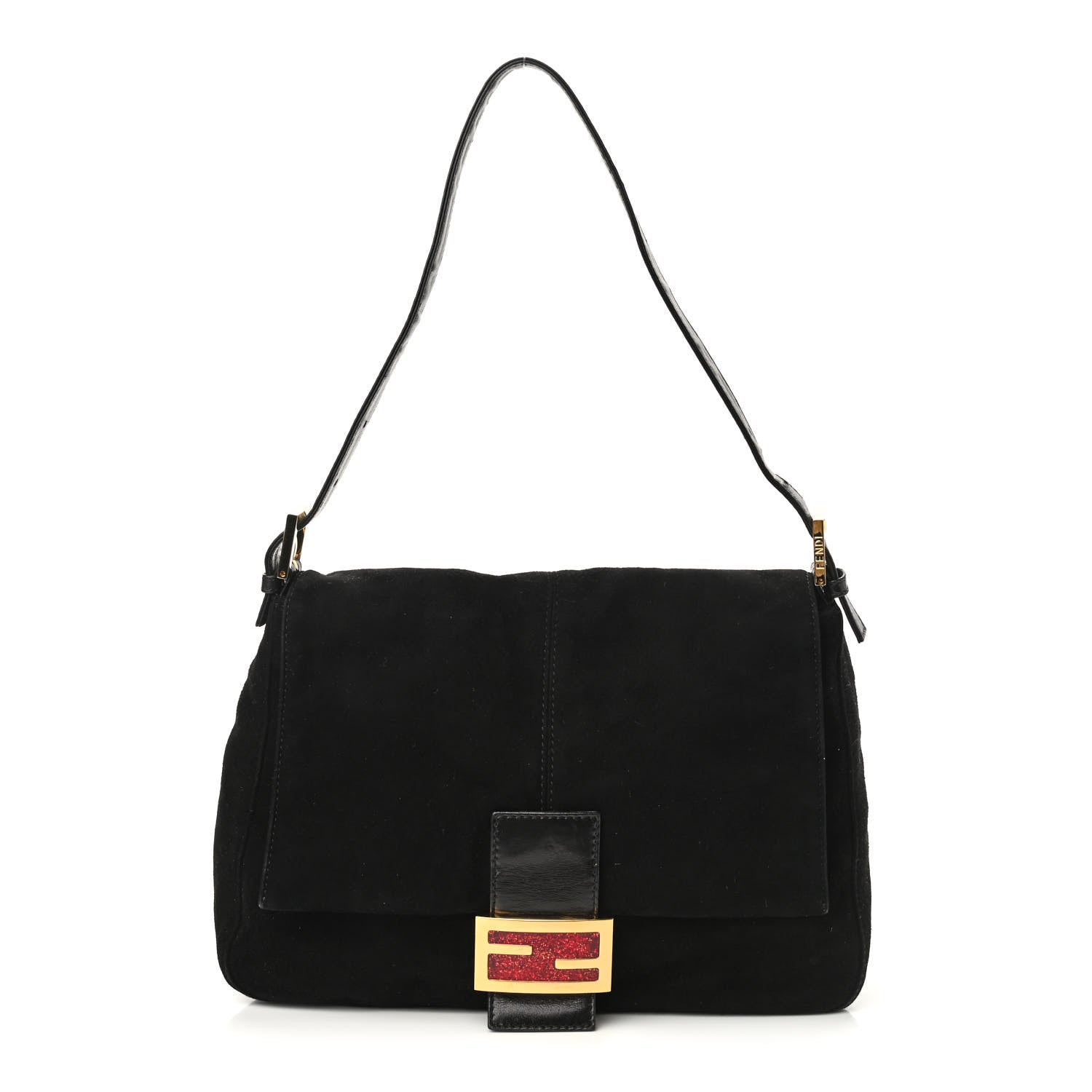 Fendi Suede Calfskin Mama Baguette Black 1 of 8