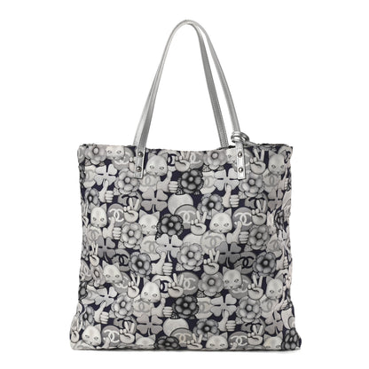 Chanel Nylon Cat Emoticon Tote Navy Silver 2 of 9