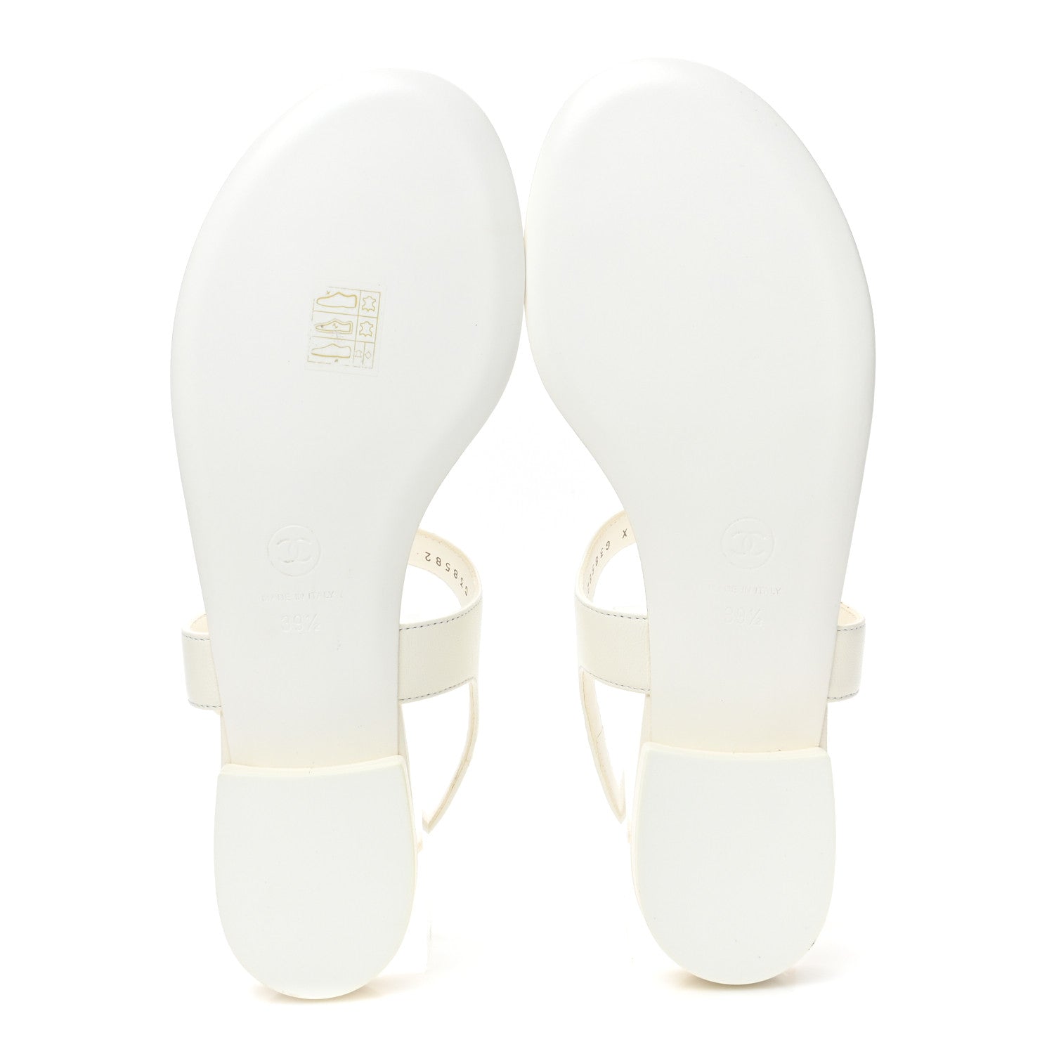 Chanel Lambskin CC Leaf Thong Sandals 39.5 White 5 of 9