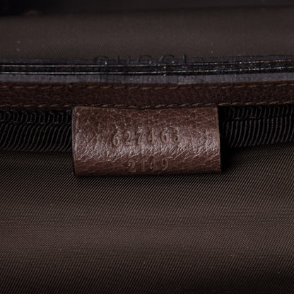 Gucci GG Supreme Monogram Textured Calfskin Web Ophidia Vanity Cosmetic Case Beige Ebony New Acero 7 of 9