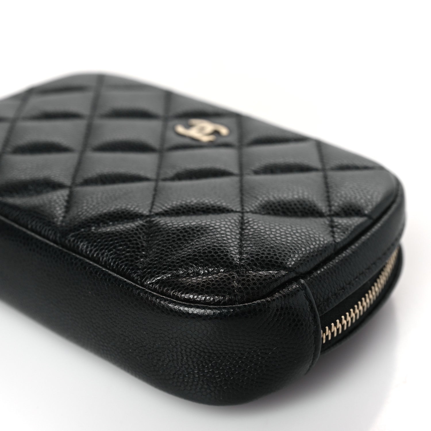 Chanel Caviar Quilted Small Curvy Pouch Cosmetic Case Black 9 of 10