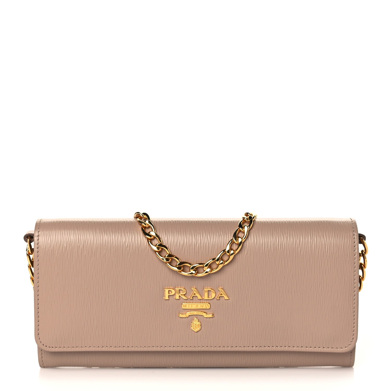 Prada Vitello Move Metal Oro Chain Wallet Cipria 1 of 8