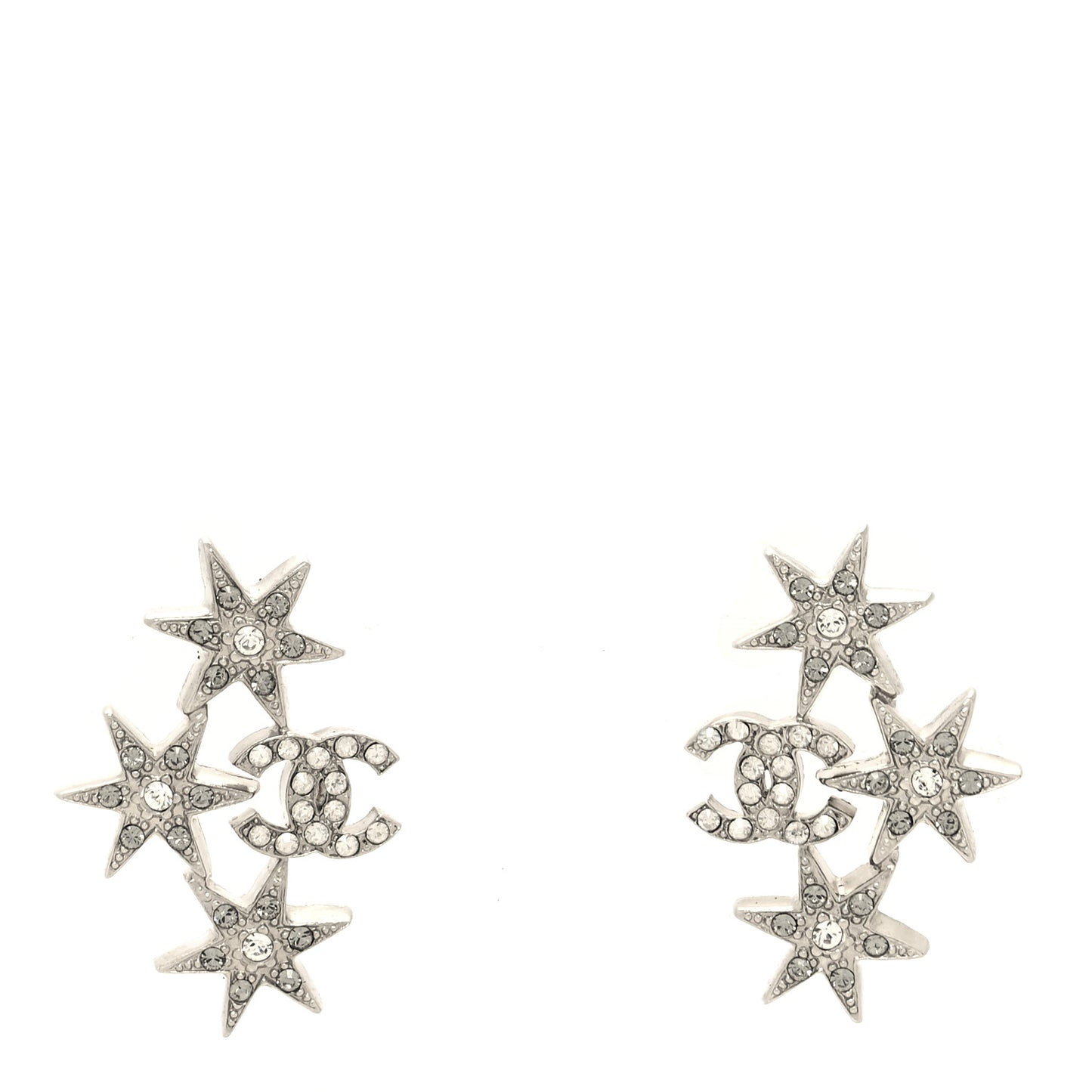 Crystal CC Star Earrings Silver