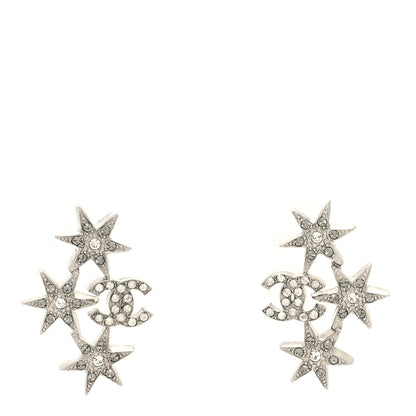 Chanel Crystal CC Star Earrings Silver 1 of 4