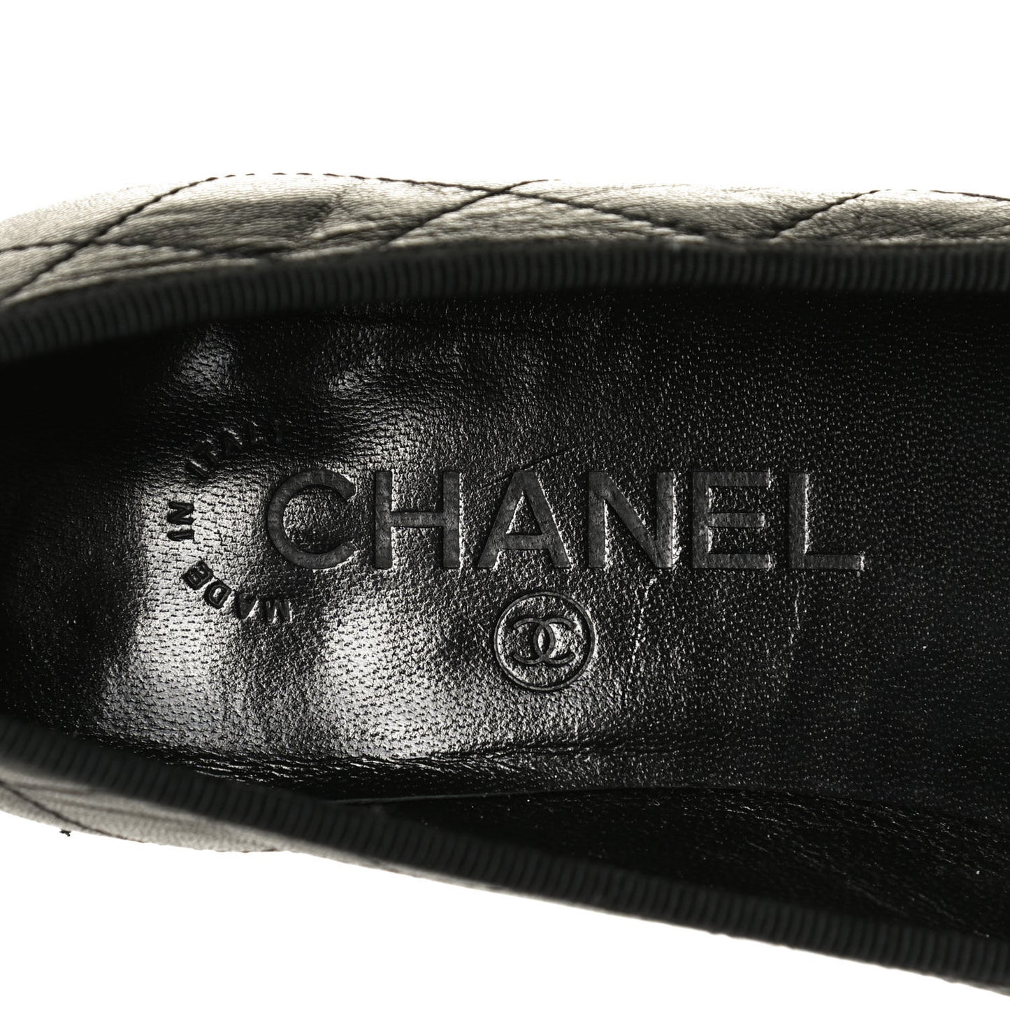 Lambskin Quilted Cambon Ballerina Flats 36 Black