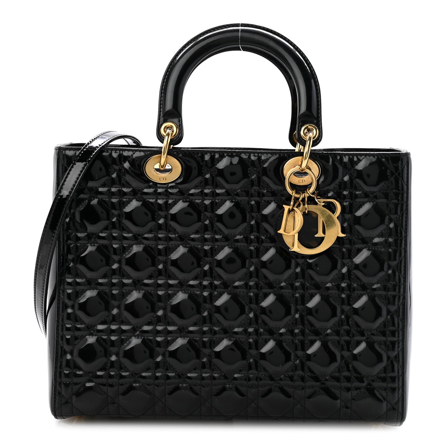 Patent Cannage Large Lady Dior Black