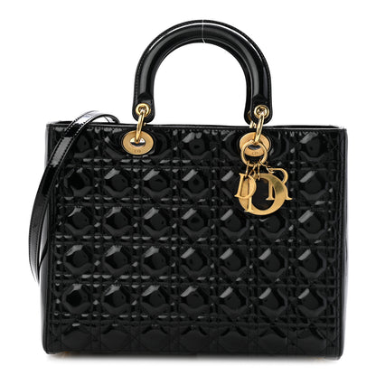 Christian Dior Patent Cannage Large Lady Dior Black 1 of 13
