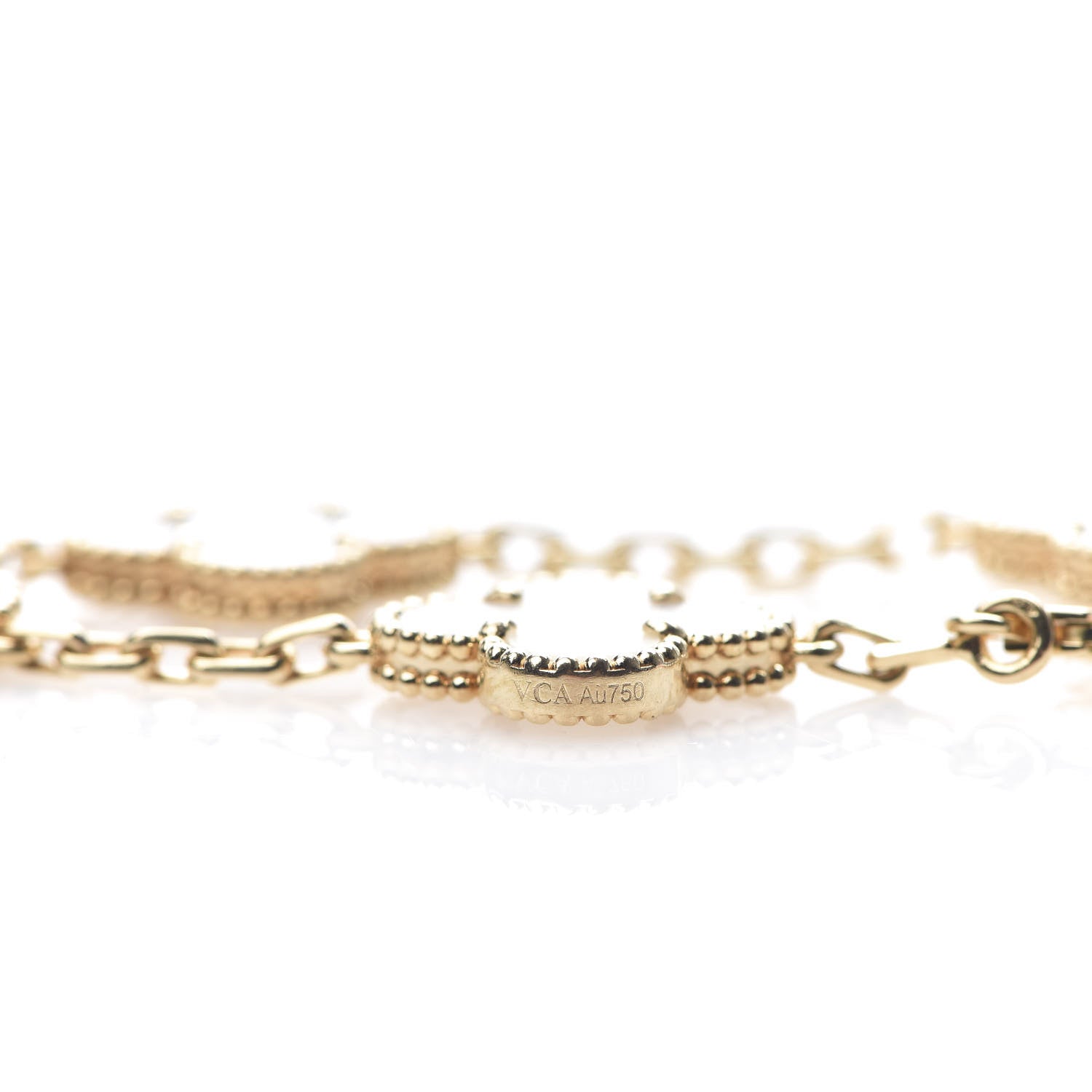 Van Cleef & Arpels 18K Yellow Gold Mother of Pearl 5 Motifs Vintage Alhambra Bracelet 5 of 7