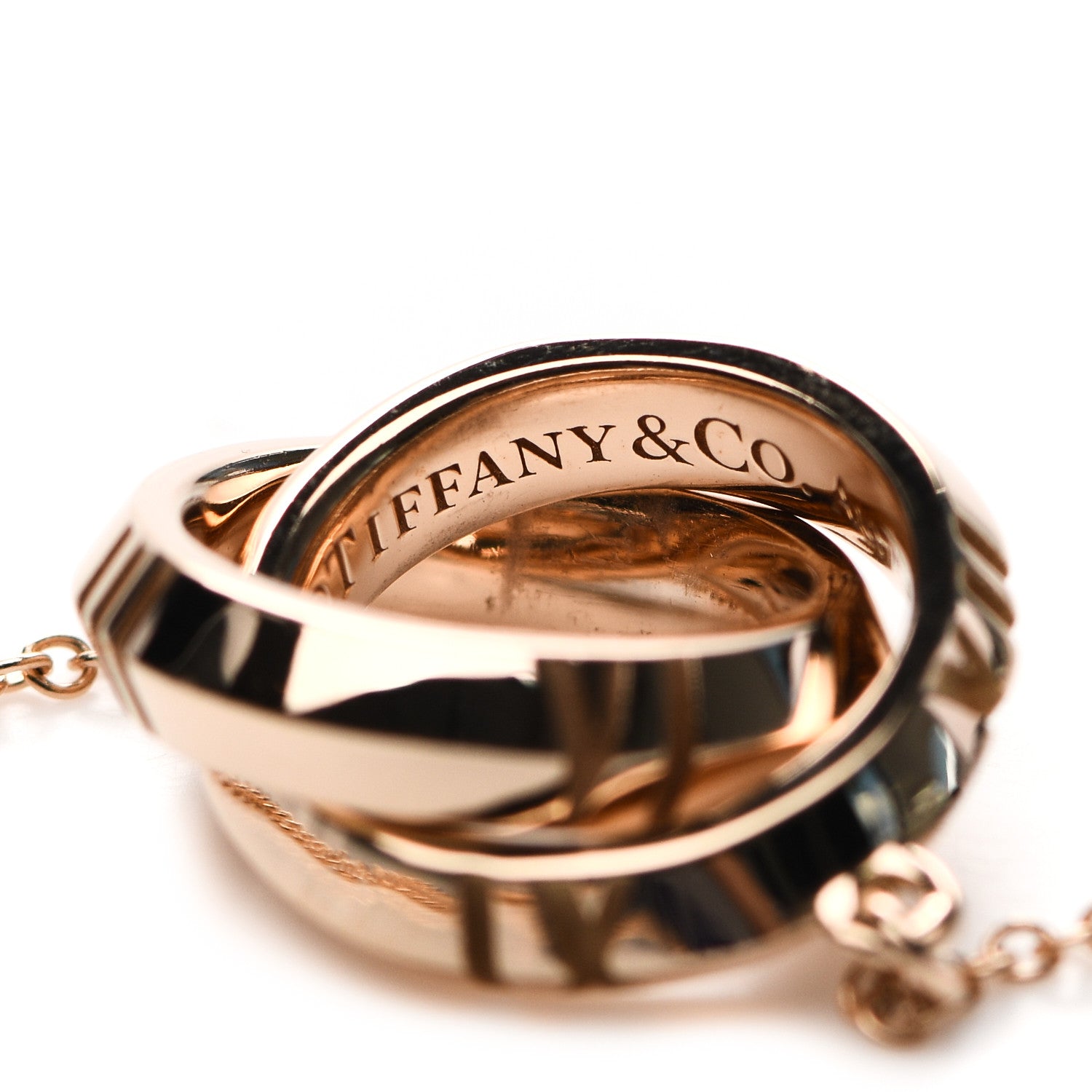 Tiffany 18K Rose Gold Interlocking Atlas Open Pendant Necklace 4 of 6