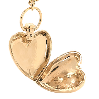 Chanel Metal CC Heart Locket Necklace Gold 4 of 5