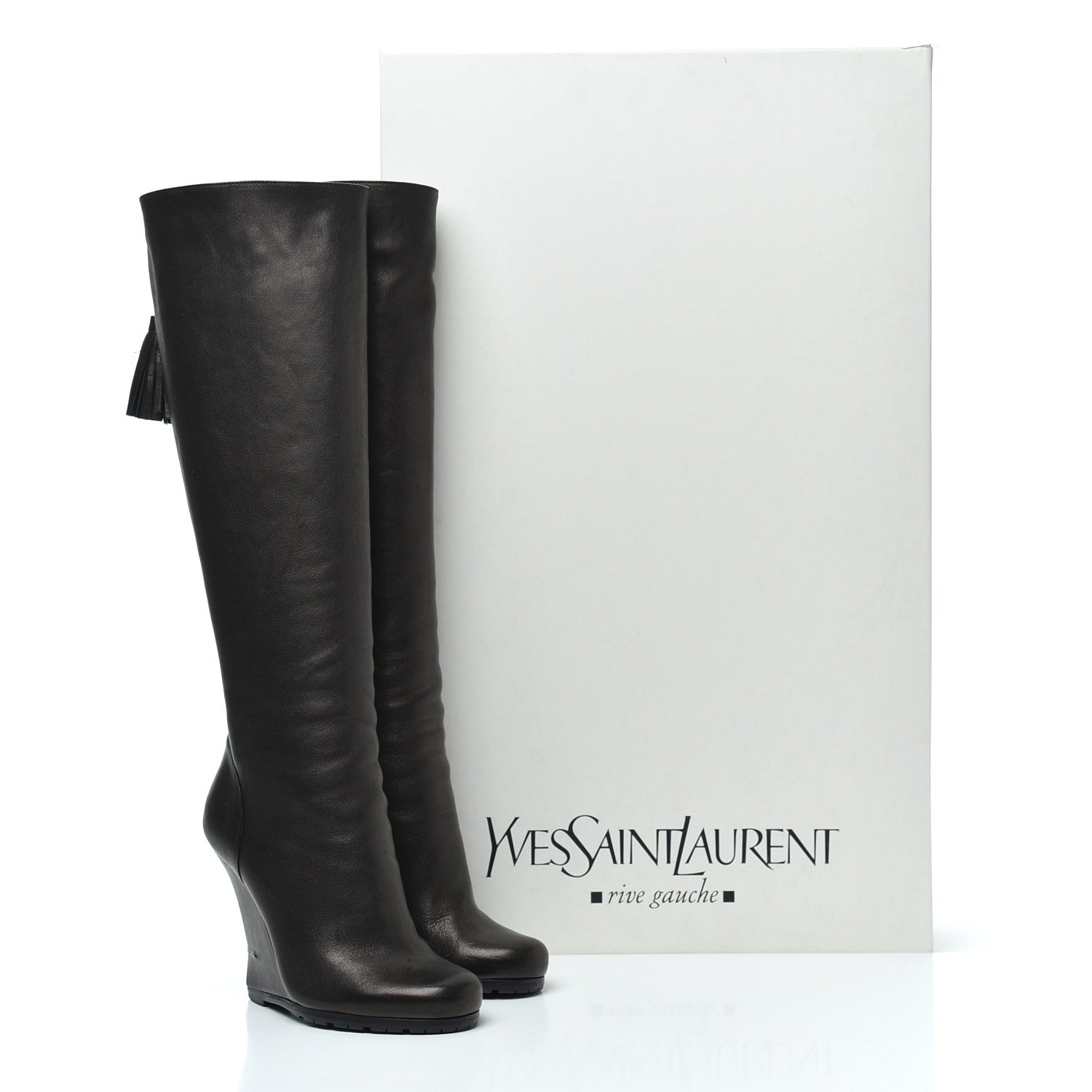 Saint Laurent Calfskin Jinny 105 Thigh High Boots 35 Black 23 of 23