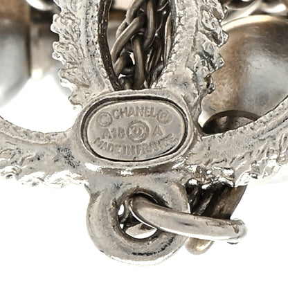 Chanel Metal Chain Pearl CC Drop Earrings Silver 4 of 4