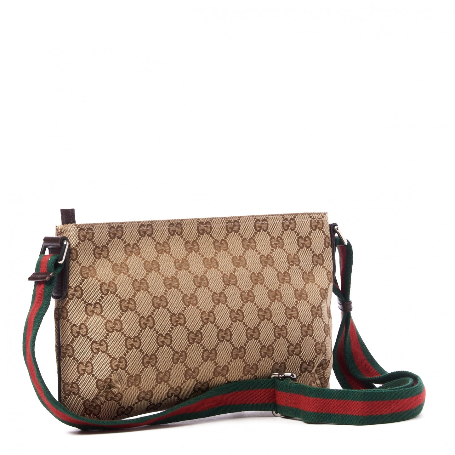 Monogram Web Small Flat Messenger Crossbody Dark Brown