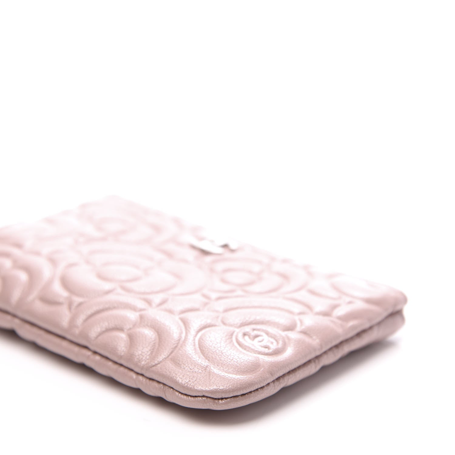 Chanel Goatskin Camellia Embossed Cosmetic Pouch Light Pink 8 of 9