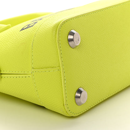Balenciaga Signature Grained Calfskin Logo XXS Ville Top Handle Bag Acid Green Black 8 of 11