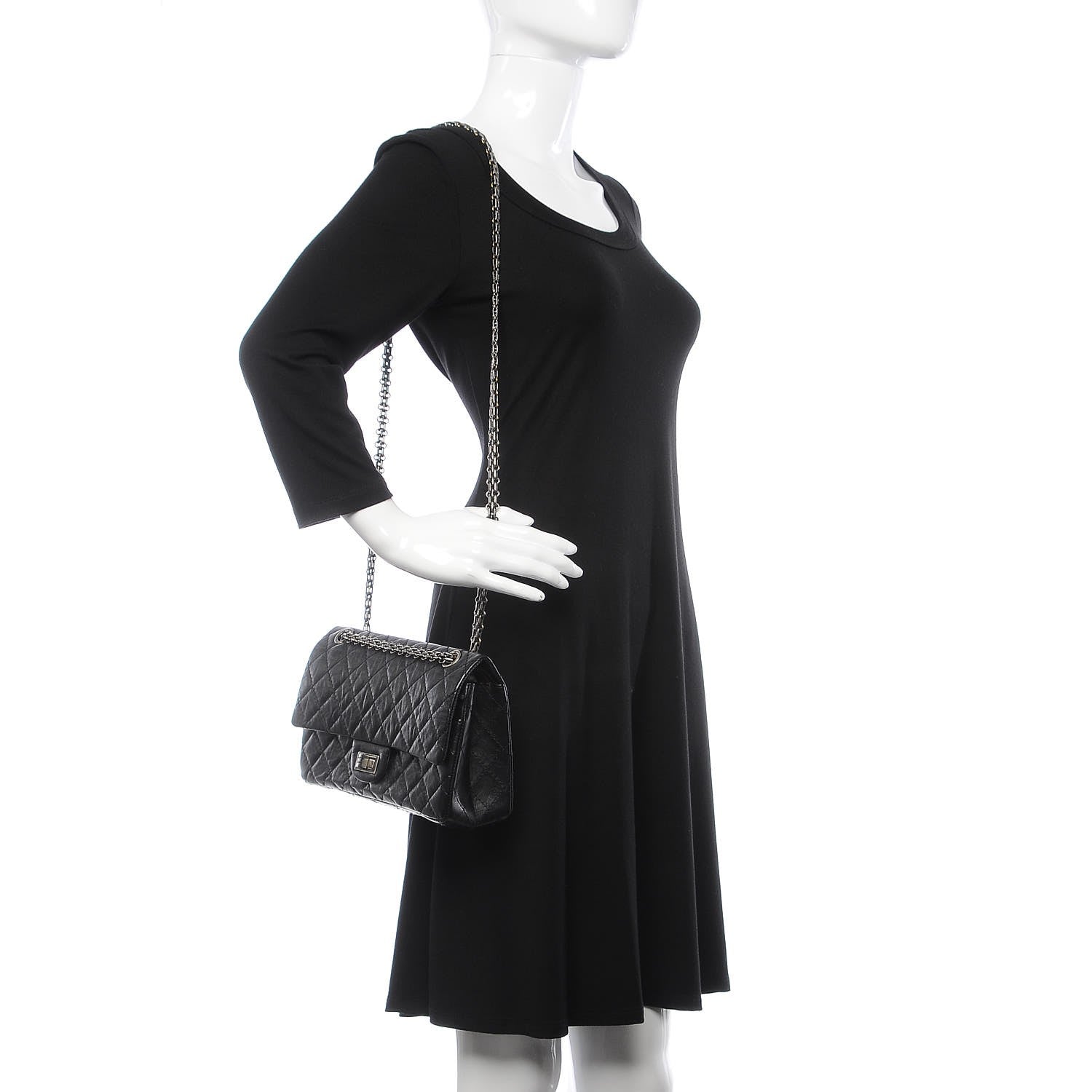 Chanel Aged Calfskin Quilted 2.55 Reissue 225 Flap Black 2 of 7