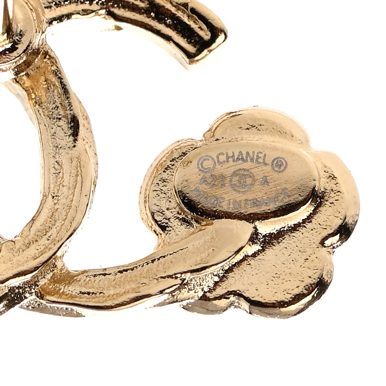 Chanel Metal Camellia CC Earrings Gold 4 of 5