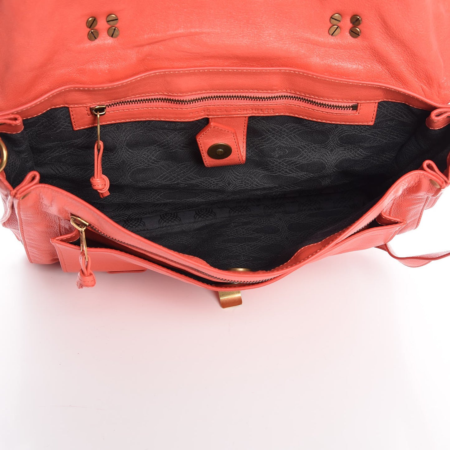 Lambskin PS1 Large Satchel Deep Coral
