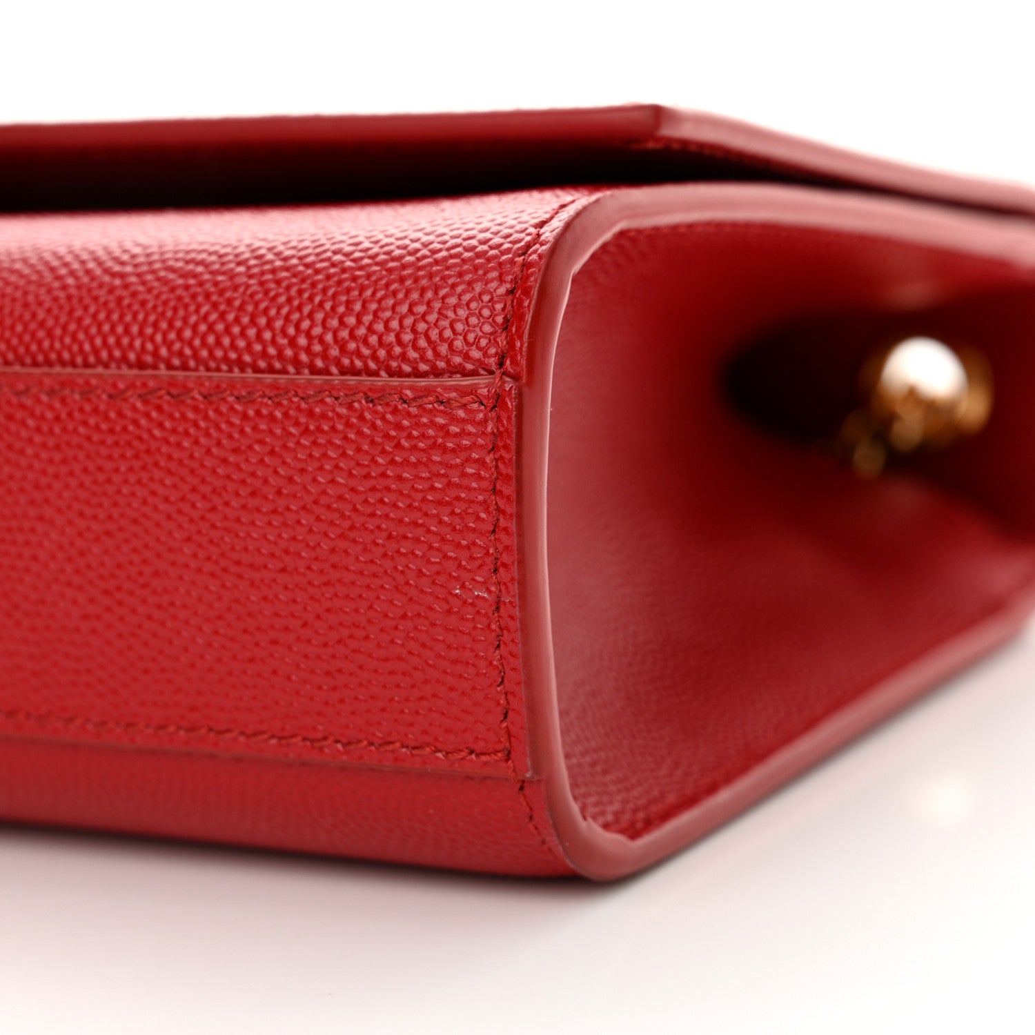 Saint Laurent Grain De Poudre Medium Monogram Kate Satchel Red 10 of 12