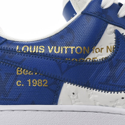 Louis Vuitton X NIKE AIR FORCE 1 Calfskin Monogram Mens Sneakers 7 Blue 8 of 10