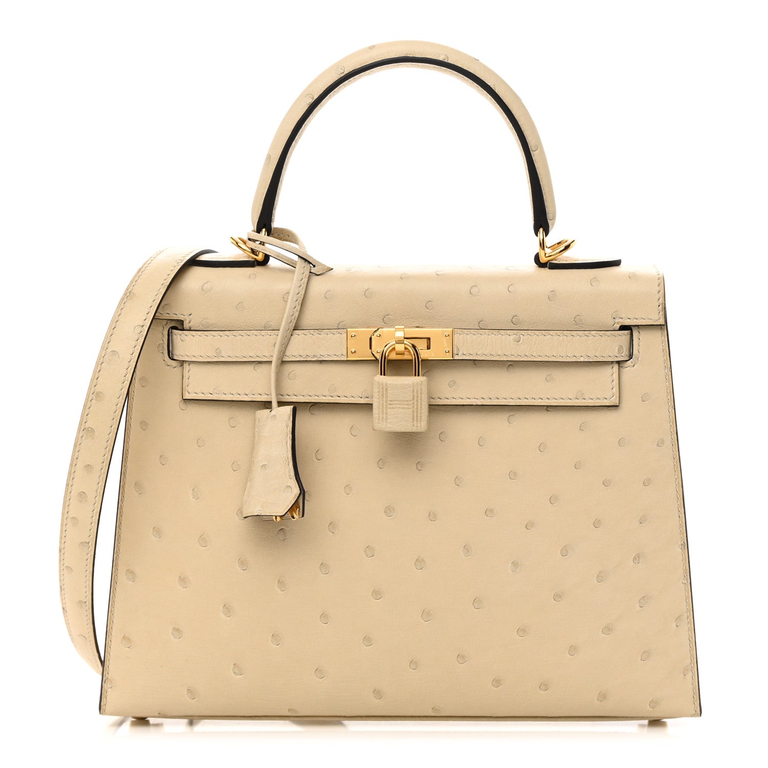 Hermes Ostrich Kelly Sellier 25 Parchemin 1 of 11