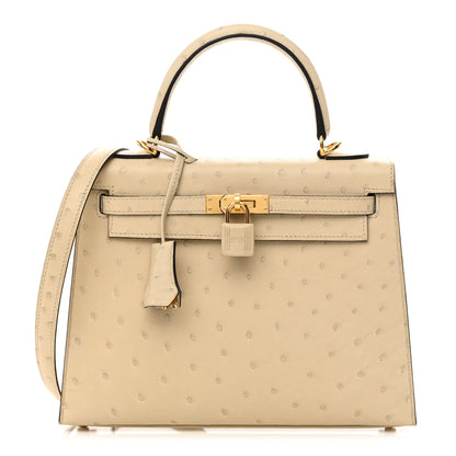 Hermes Ostrich Kelly Sellier 25 Parchemin 1 of 11