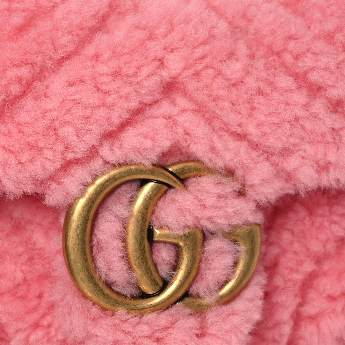 Shearling Matelasse Super Mini GG Marmont Shoulder Bag Lotus Pink