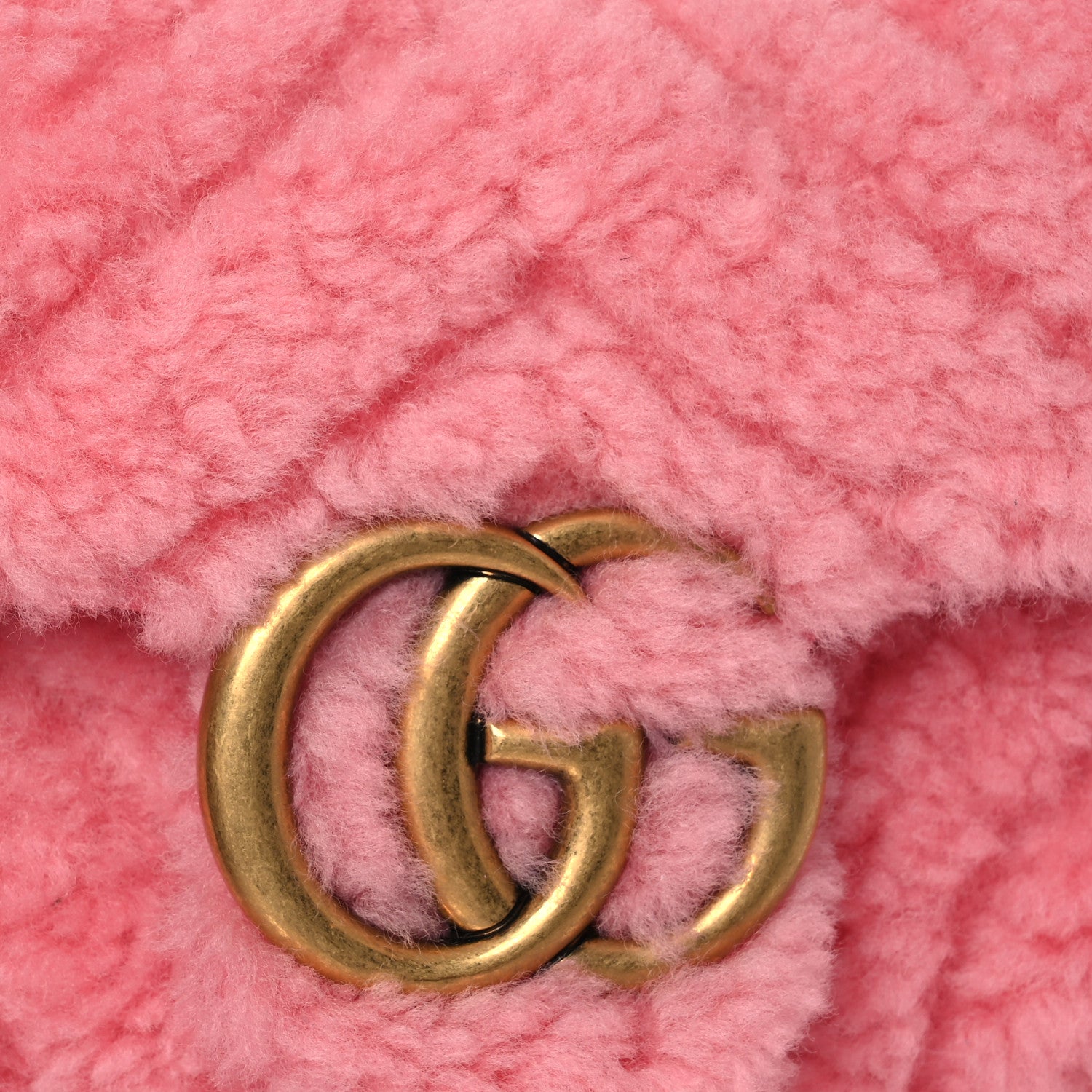 Gucci Shearling Matelasse Super Mini GG Marmont Shoulder Bag Lotus Pink 8 of 10