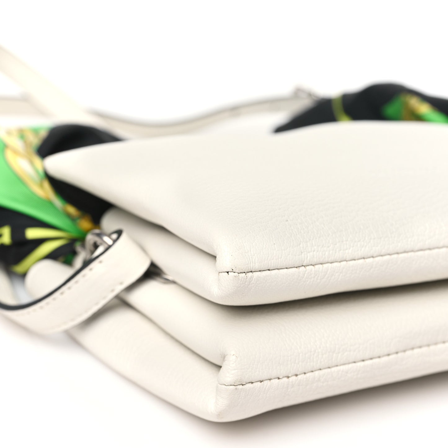 Goatskin XS Flap Scarf Top Handle Bag White