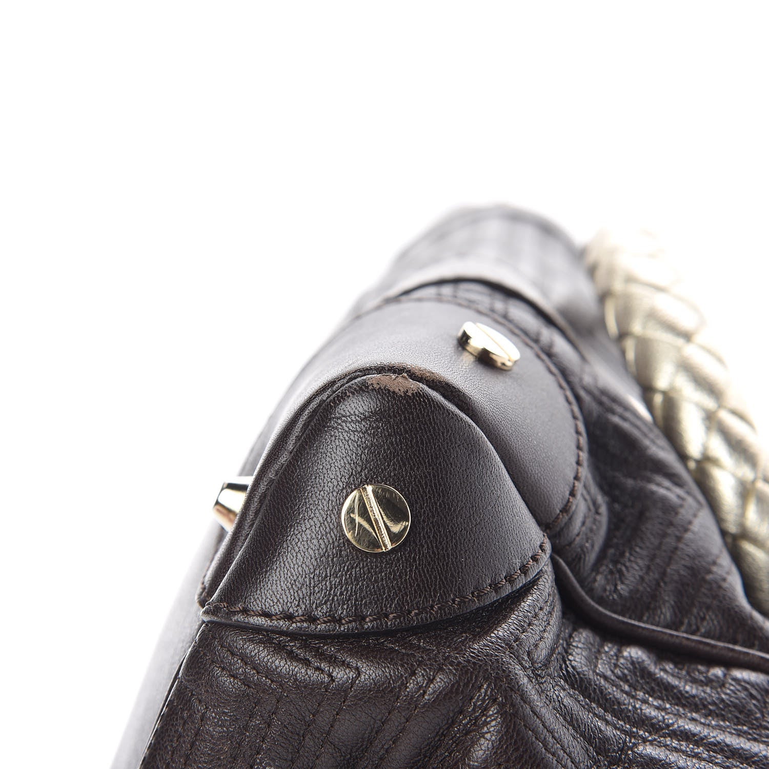 Versace Lambskin Couture Snap Out Of It Bag Brown Gold 14 of 18