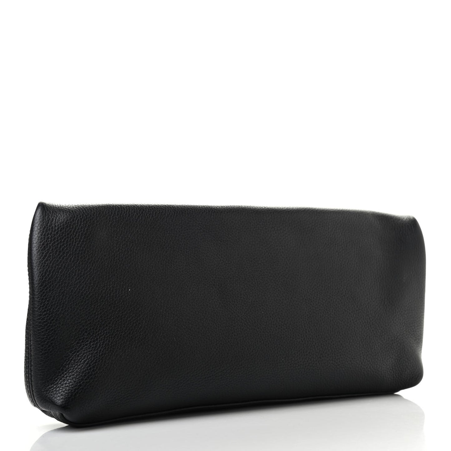 Grainy Calfskin Padlock Skull Clutch Black