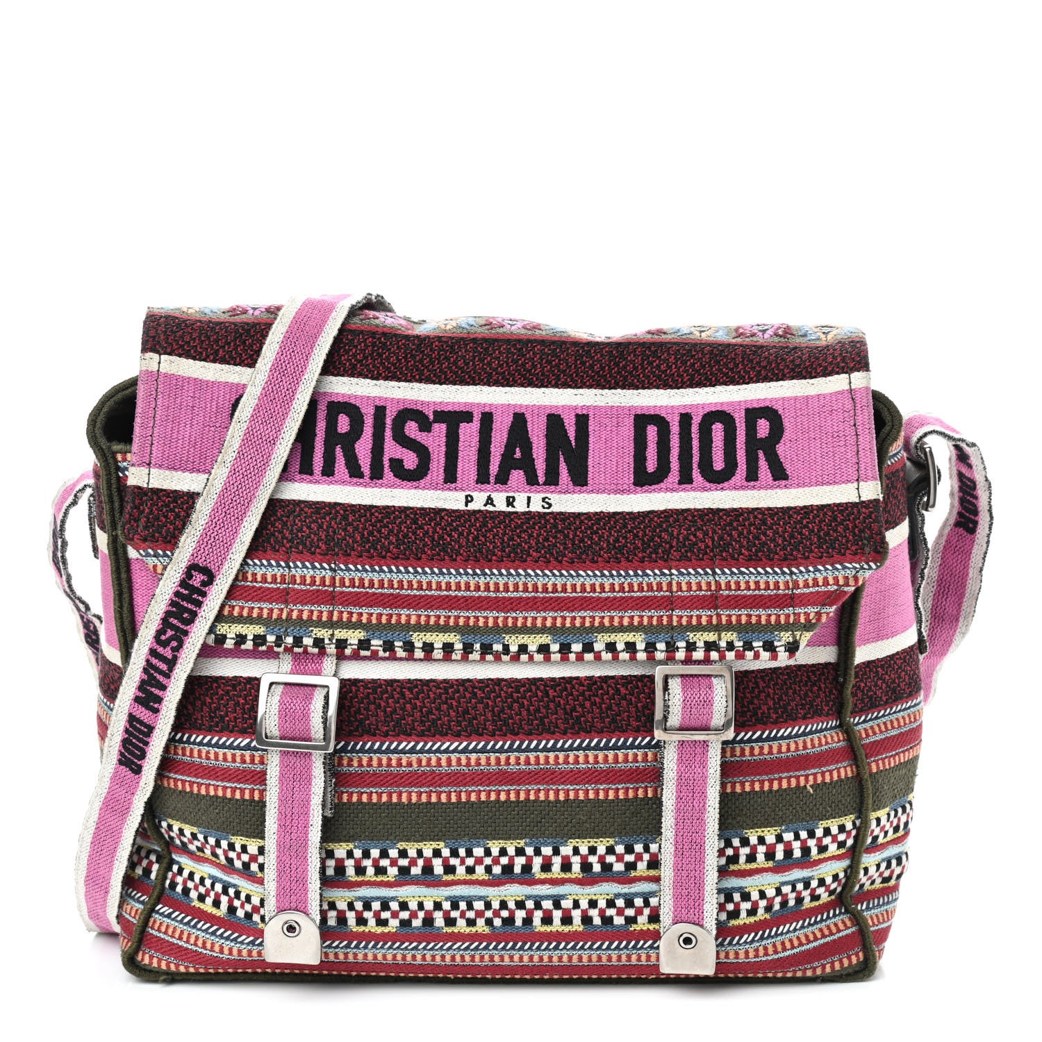Christian Dior Canvas Embroidered Diorcamp Messenger Vert Multicolor 1 of 8