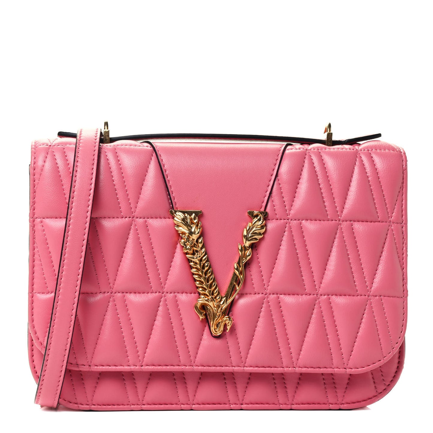 Nappa Quilted Virtus Top Handle Shoulder Bag Blush