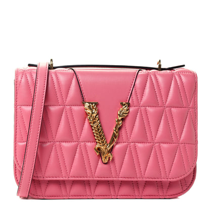 Versace Nappa Quilted Virtus Top Handle Shoulder Bag Blush 1 of 4