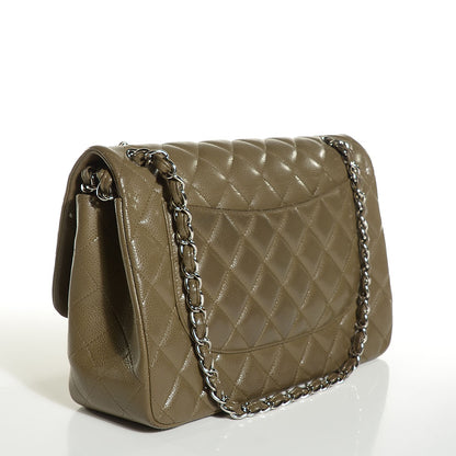 Chanel Caviar Quilted Jumbo Double Flap Green 3 of 8