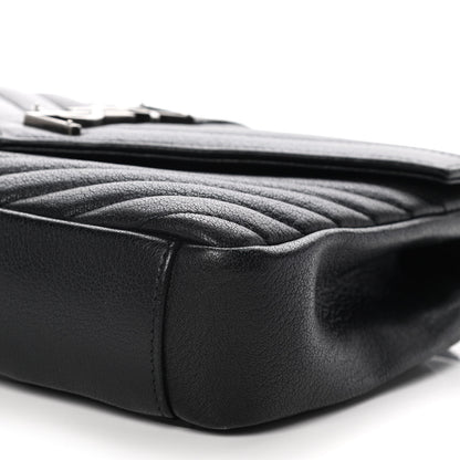 Saint Laurent Sheepskin Matelasse Chevron Monogram Medium College Bag Black 6 of 11