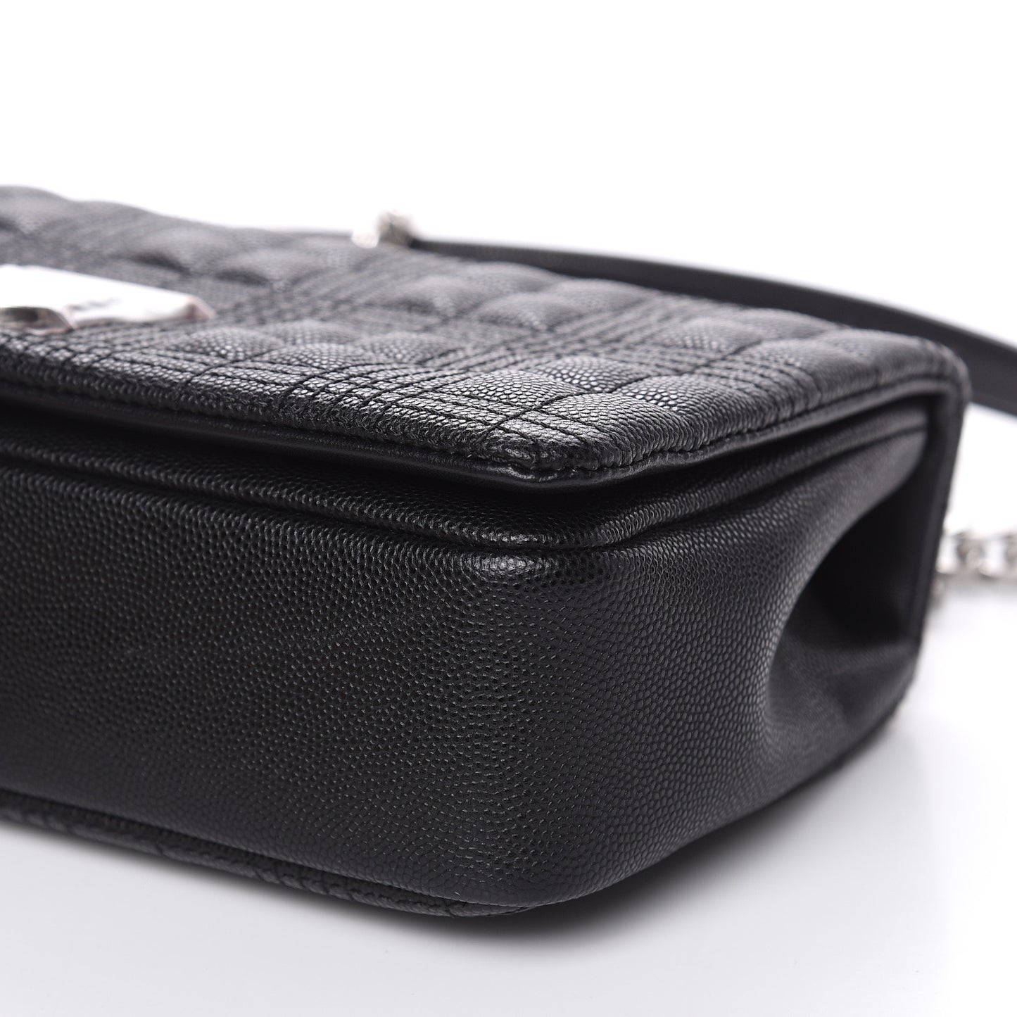 Grainy Calfskin Quilted Lola Bag Black
