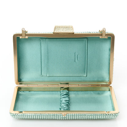 Jimmy Choo Satin Crystal Clemmie Clutch Smoke Green 5 of 10