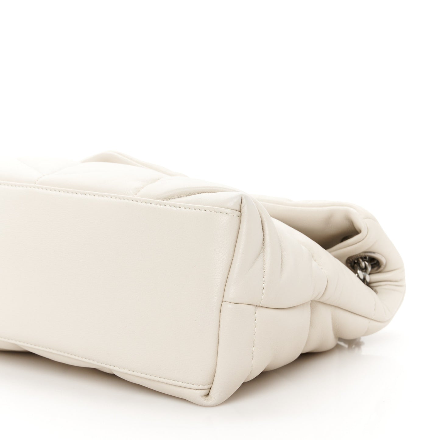 Lambskin Quilted Small Loulou Puffer Monogram Chain Satchel Crema Soft