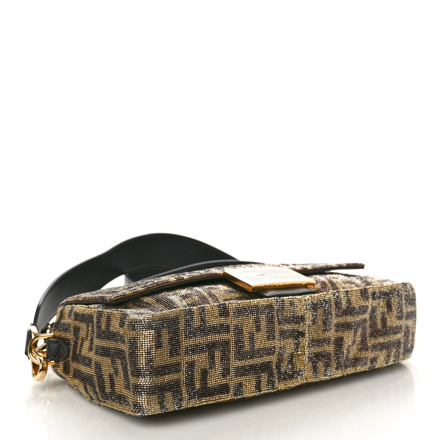 Fendi Vitello King Beaded Zucca Baguette Mogano Panna Ebano 4 of 9