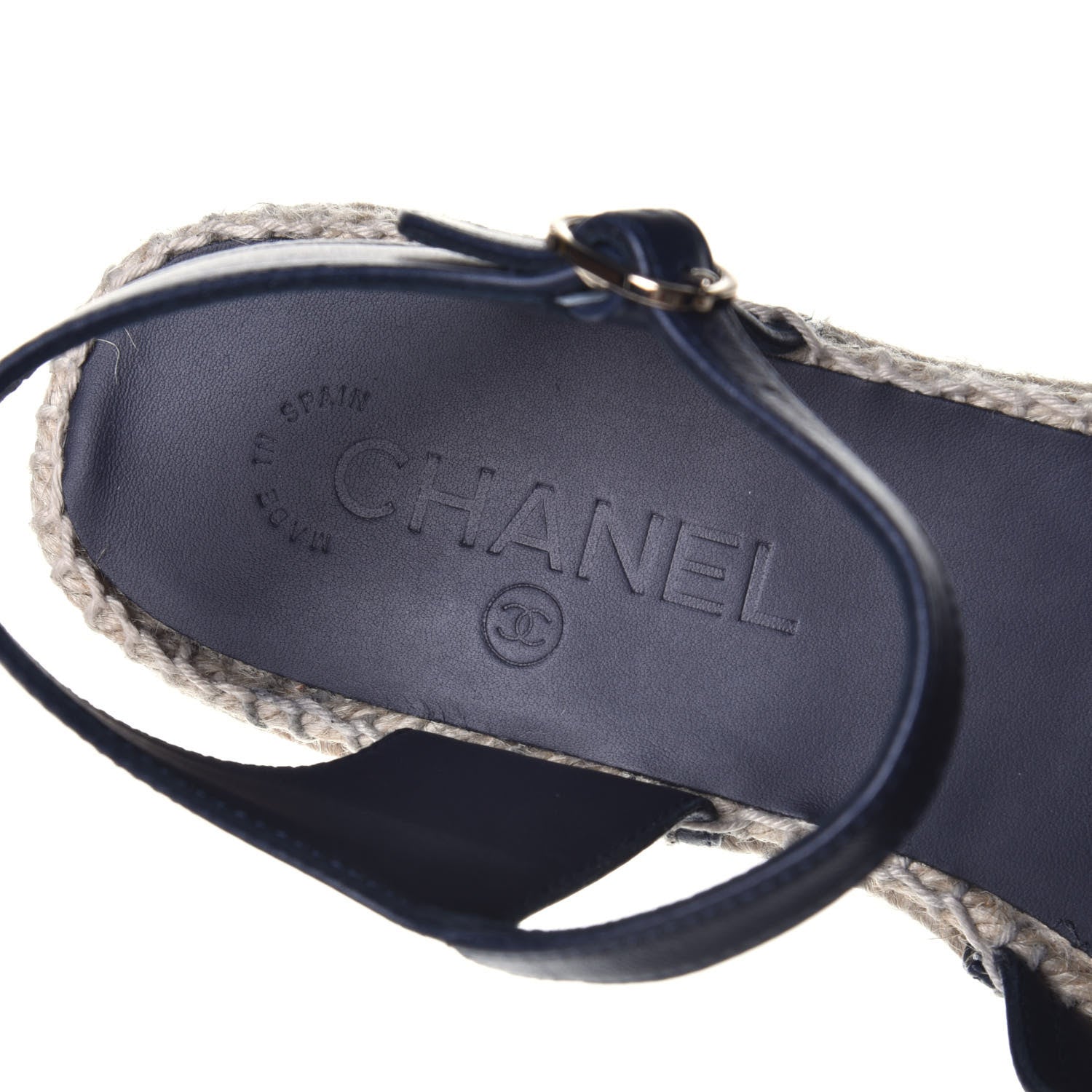 Chanel Lambskin Cap Toe CC Espadrille Sandals 38 Navy 7 of 8