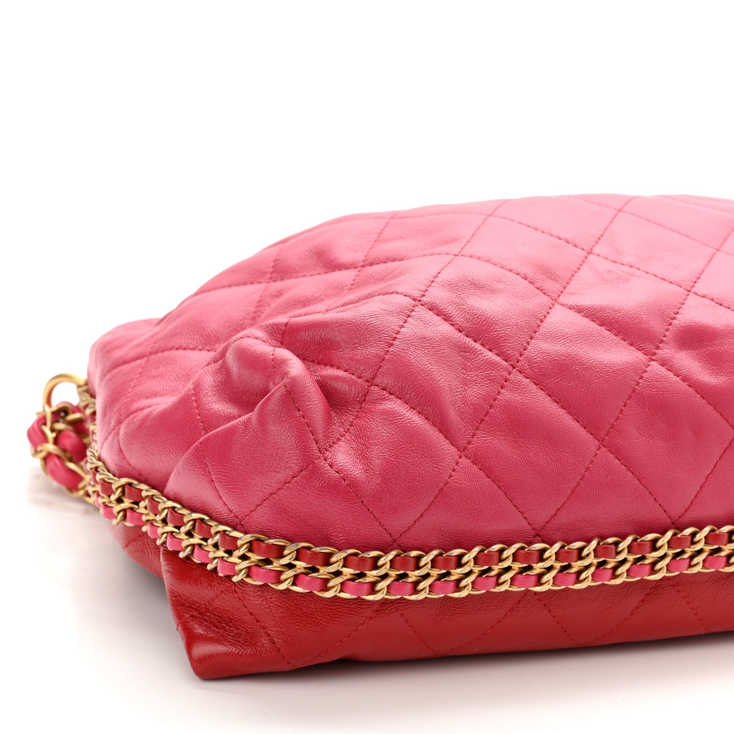Chanel Calfskin Quilted Coco Shelter Bowling Bag Dark Pink Red 9 of 9