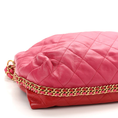 Chanel Calfskin Quilted Coco Shelter Bowling Bag Dark Pink Red 9 of 9