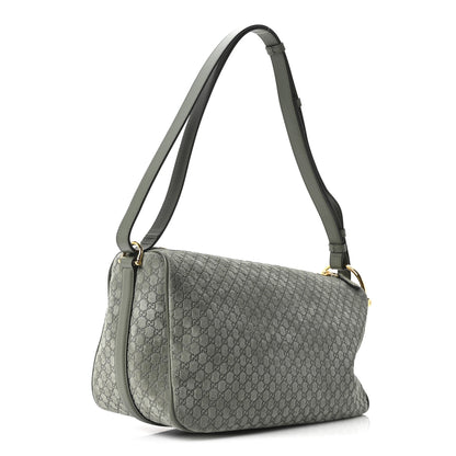 Gucci Suede GG Monogram Half Horsebit Medium Shoulder Bag Sage 3 of 10