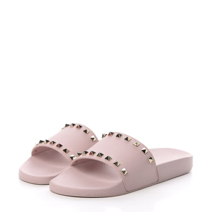 Valentino Garavani Rubber Rockstud Slide Sandals 39 Poudre 3 of 10