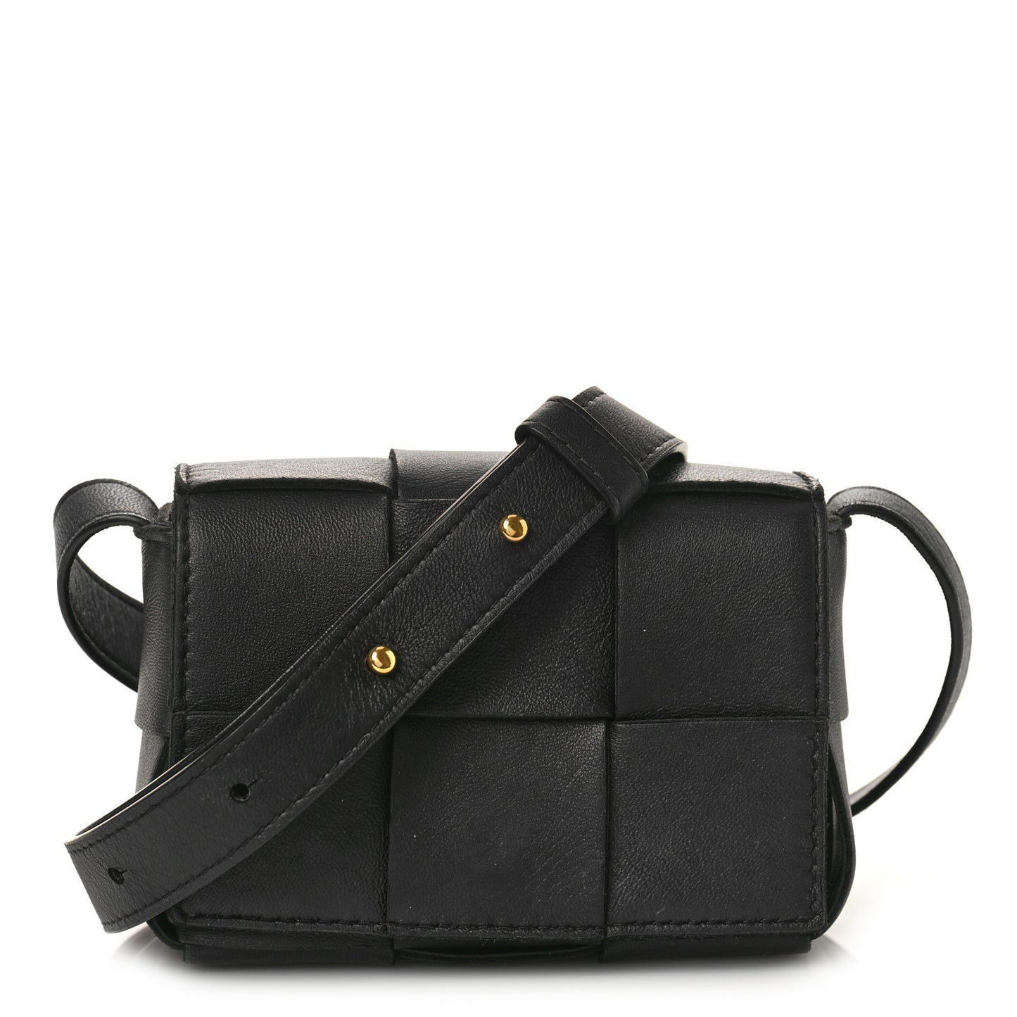 Lambskin Maxi Intrecciato Extra Mini Cassette Crossbody Bag Black