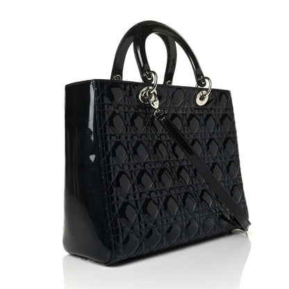 Christian Dior Patent Cannage Large Lady Dior Navy Blue 3 of 6