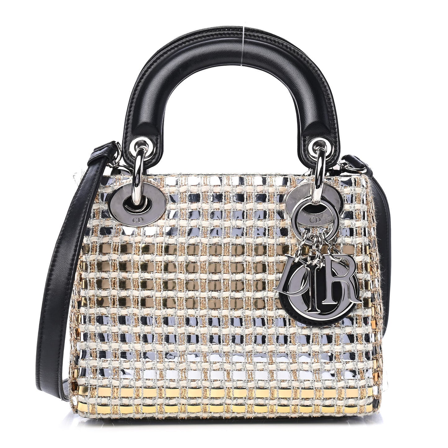 Metallic Tweed Small Lady Dior Silver Gold