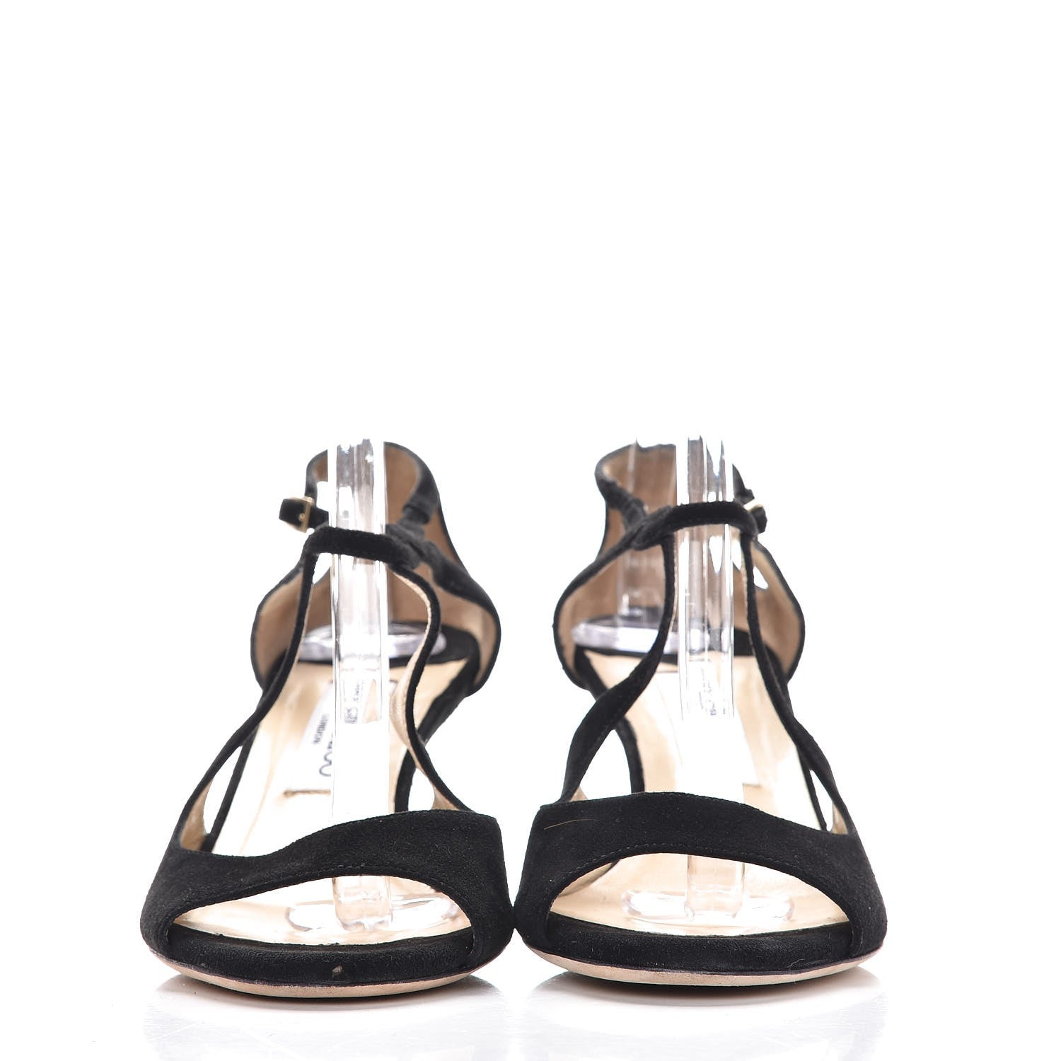 Jimmy Choo Suede Patent Verena Peep Toe Wedge Sandals 38 Black 2 of 9