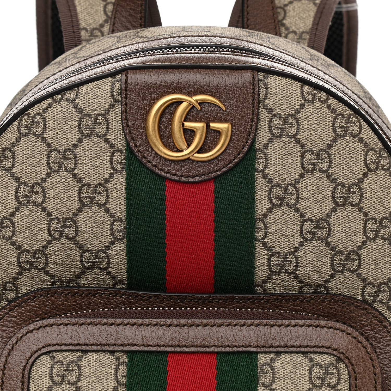 Gucci GG Supreme Monogram Calfskin Web Small Ophidia Day Backpack Beige Ebony New Acero 9 of 11
